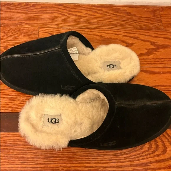 Men’s UGG scuff black Slippers with Cream Lining US 10 - Picture 5 of 6